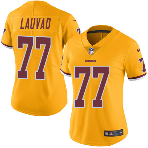 Women's Limited Shawn Lauvao Nike Jersey Gold - #77 Rush NFL Washington Redskins